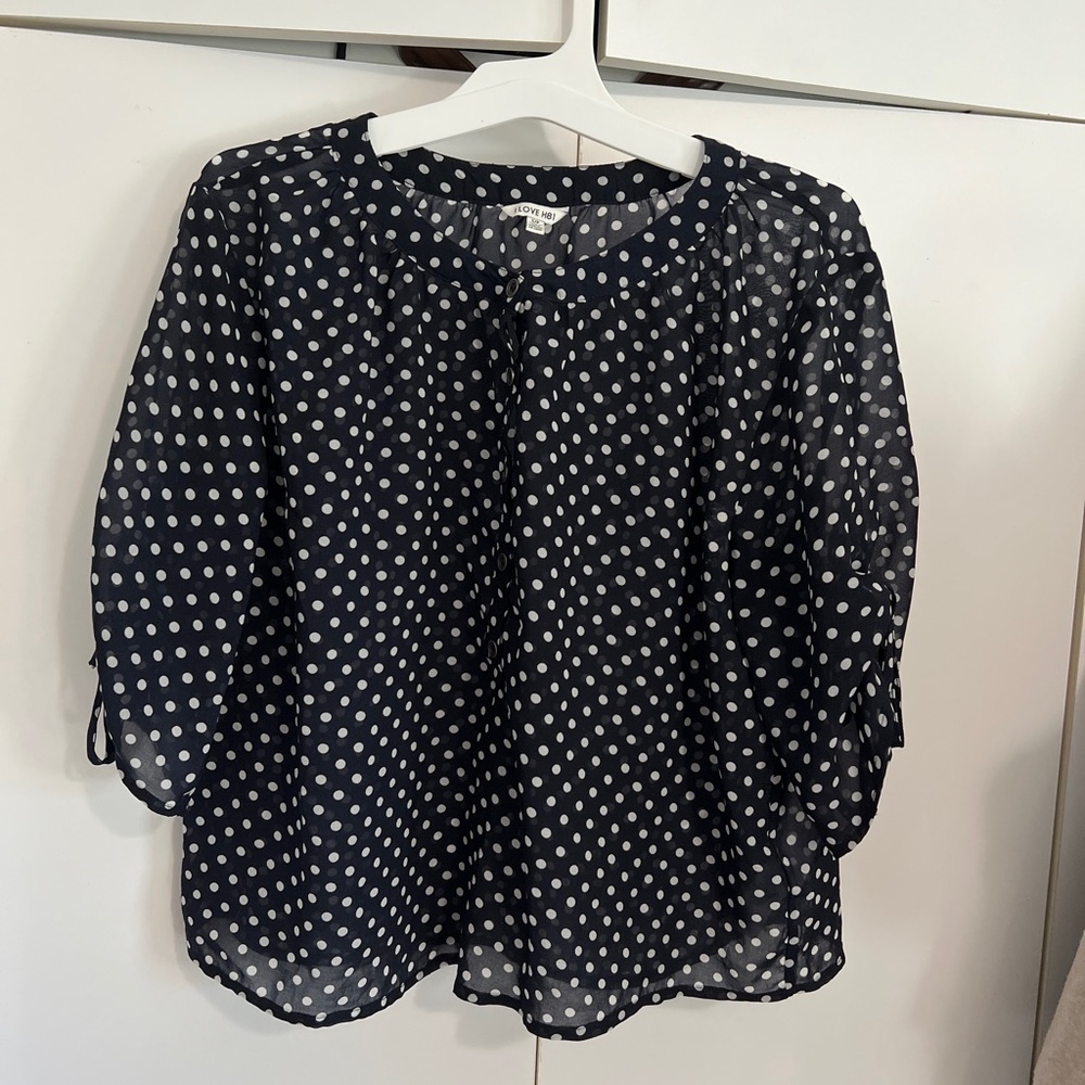 Navy Blue Polka dot blouse.